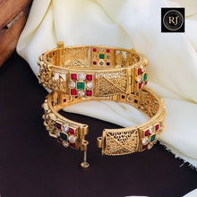 Rajwadi Openable Jadau Bangles/ White beads jadau stone Kada / Indian Bridal bangles