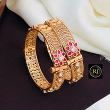 Rajwadi Openable Jadau Bangles/ White beads jadau stone Kada / Indian Bridal bangles