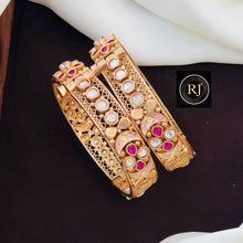 Rajwadi Openable Jadau Bangles/ White beads jadau stone Kada / Indian Bridal bangles