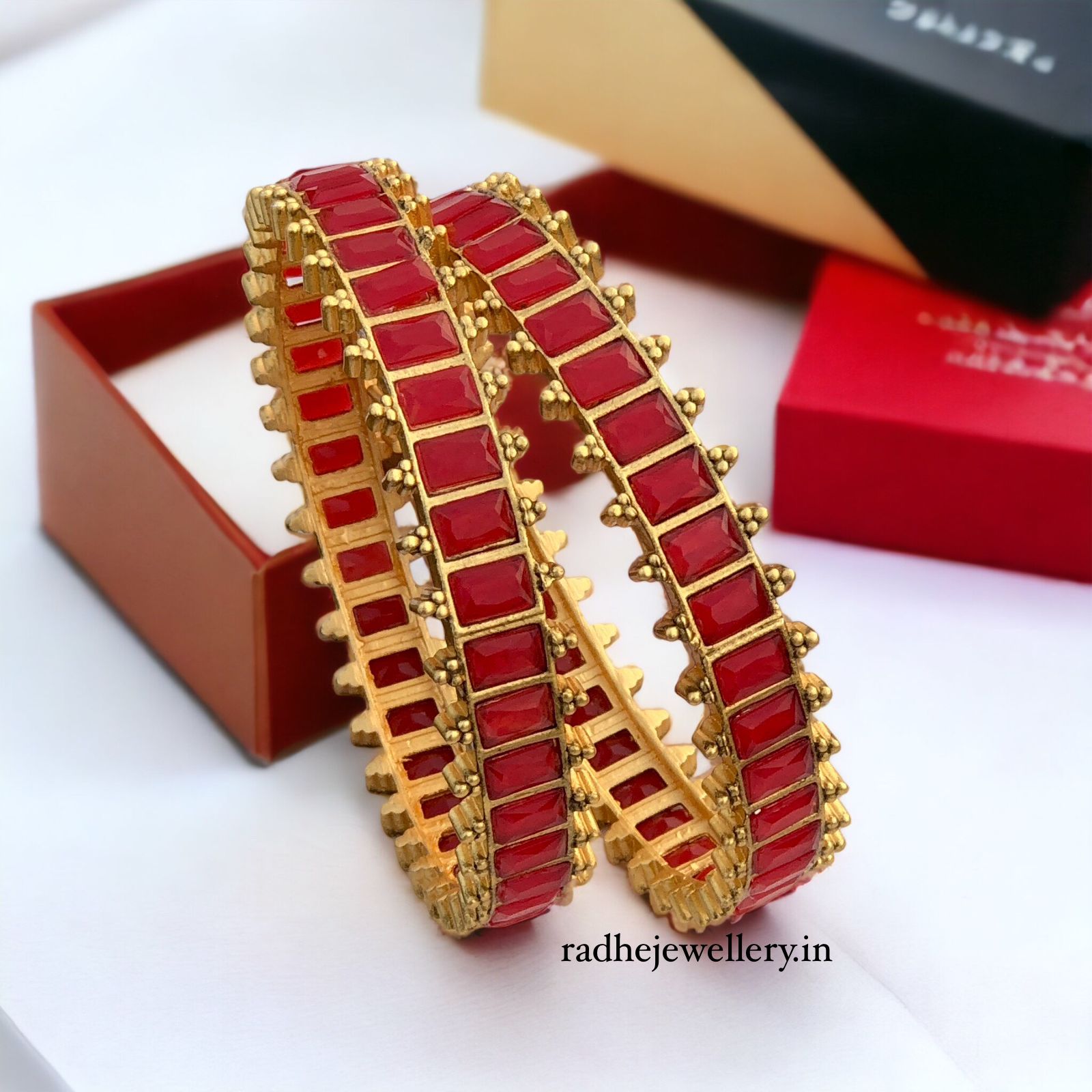 Red Bollywood Film Design Bangles, Set of 2, Premium Quality For Women's & Girls