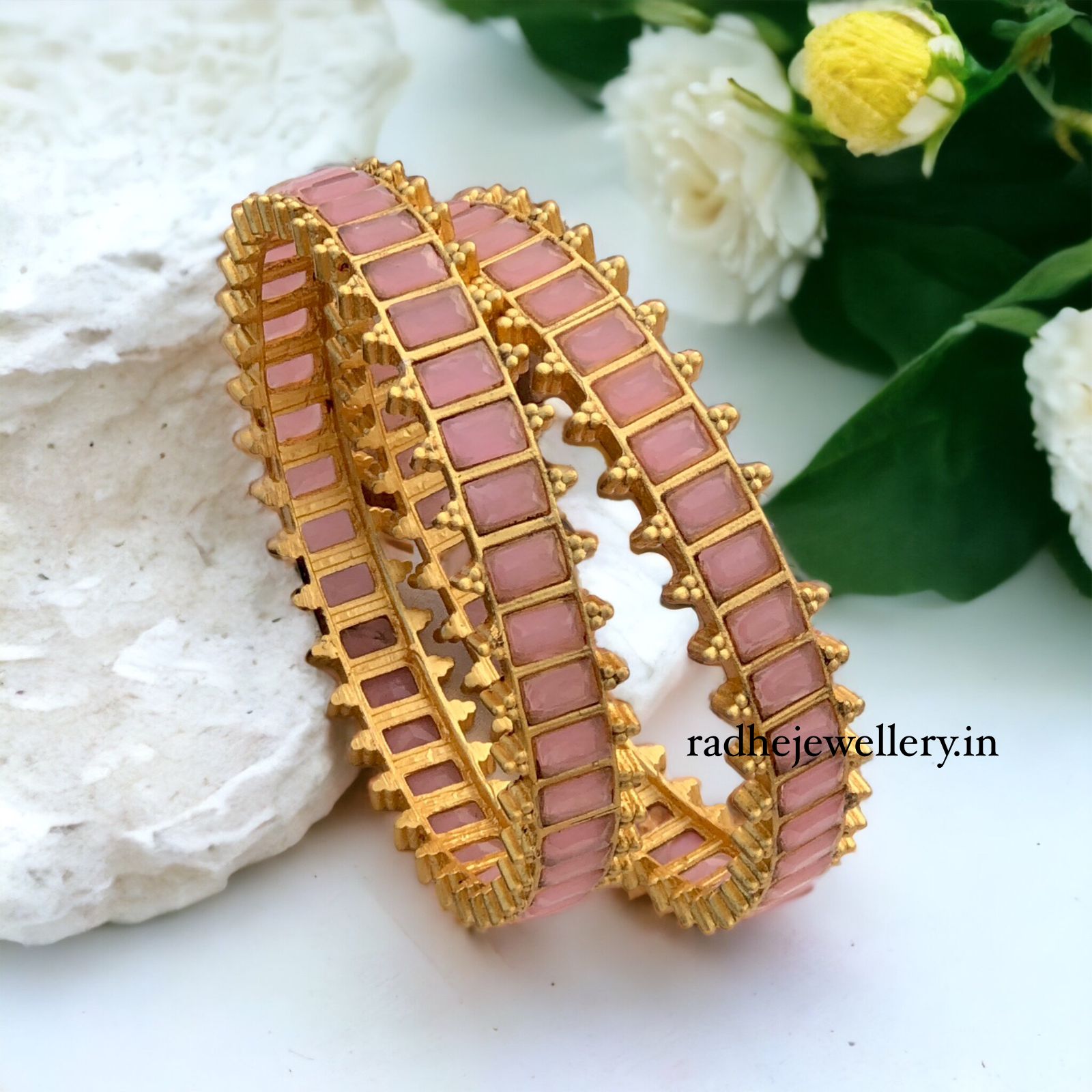 Pink Bollywood Film Design Bangles, Set of 2, Premium Quality For Women's & Girls