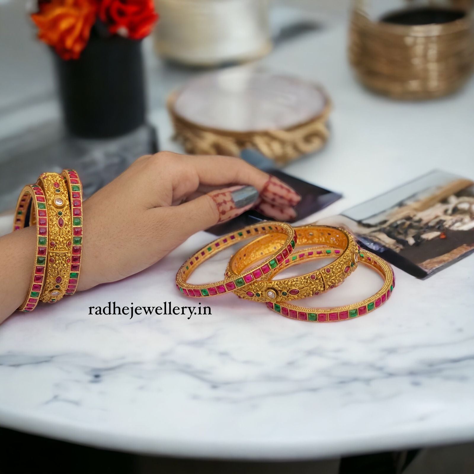 Rangbirangi Bangles Set of 6, Premium Quality For Desi Feel