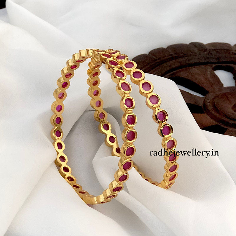 IMPON BANGLES STUNNING GOLD FIRST QUALITY RED AND WHITE STONE FIVE METAL BANGLES ONLINE