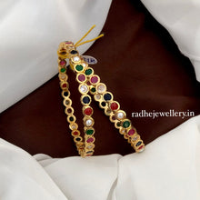 Impon Bangles with White and Navratna Stones