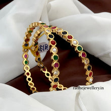 Impon Bangles with White and Navratna Stones