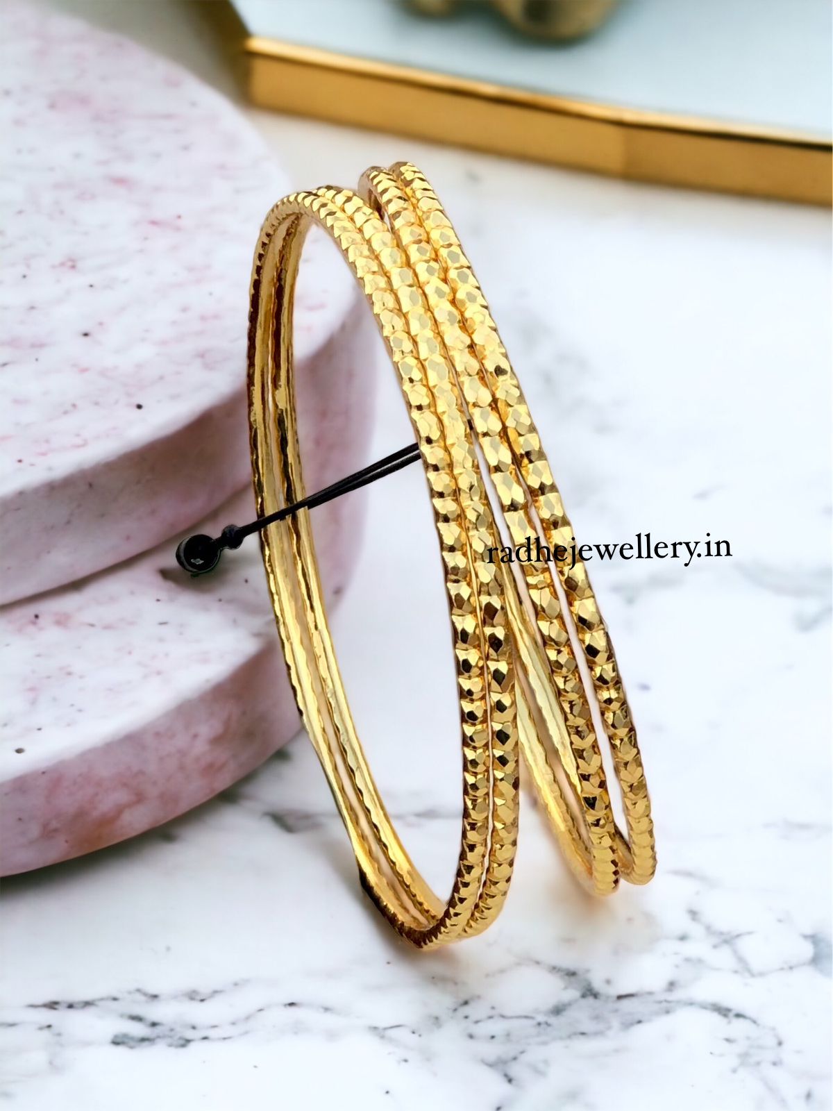 Gold Plated Thin Size Daily Wearable Bangles For Women