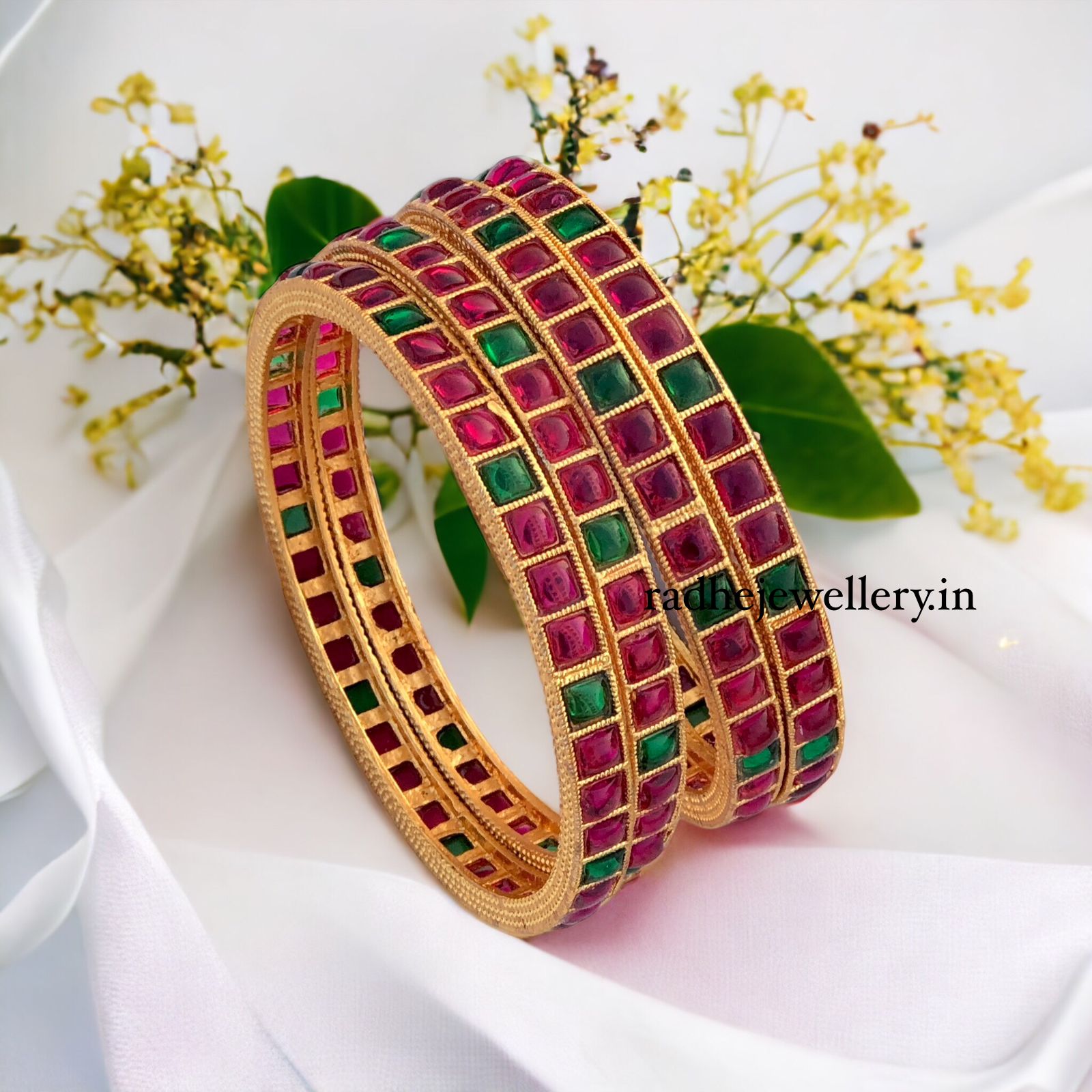 Ruby stone bangles design | ruby stone bangles gold | premium design Set of 4