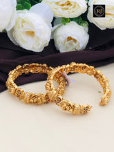 Antique Lakshmi Gold Kada Bangle – Temple Design Bridal Openable Cuff Bracelet for Women