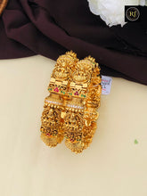 Antique Lakshmi Gold Kada Bangle – Temple Design Bridal Openable Cuff Bracelet for Women