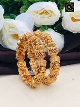 Antique Lakshmi Gold Kada Bangle – Temple Design Bridal Openable Cuff Bracelet for Women