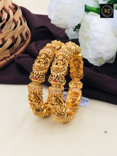 Antique Lakshmi Gold Kada Bangle – Temple Design Bridal Openable Cuff Bracelet for Women