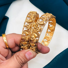 Traditional Lakshmi Design Gold Plated Bangles for Women | Bridal Temple Jewellery Kada Set