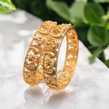 Traditional Lakshmi Design Gold Plated Bangles for Women | Bridal Temple Jewellery Kada Set