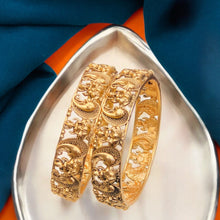 Traditional Lakshmi Design Gold Plated Bangles for Women | Bridal Temple Jewellery Kada Set