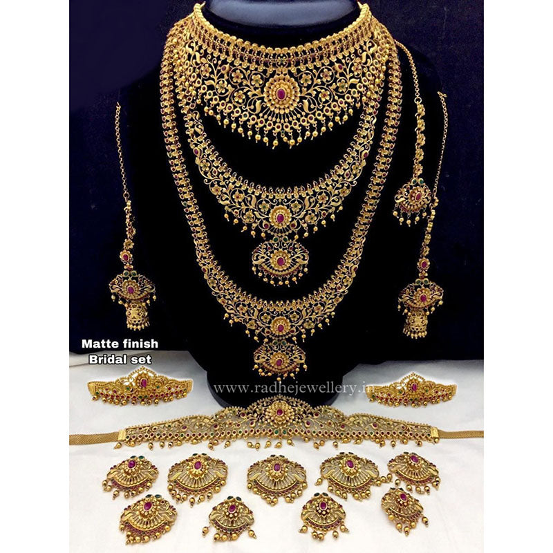 Maharani Complete Bridal Set of 18 Items, Matte Finish, Traditional Design