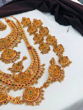South Indian Bridal Jewelry Set: Gold Plated, Floral Design