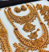 South Indian Bridal Jewelry Set: Gold Plated, Floral Design