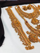 South Indian Bridal Jewelry Set: Gold Plated, Floral Design