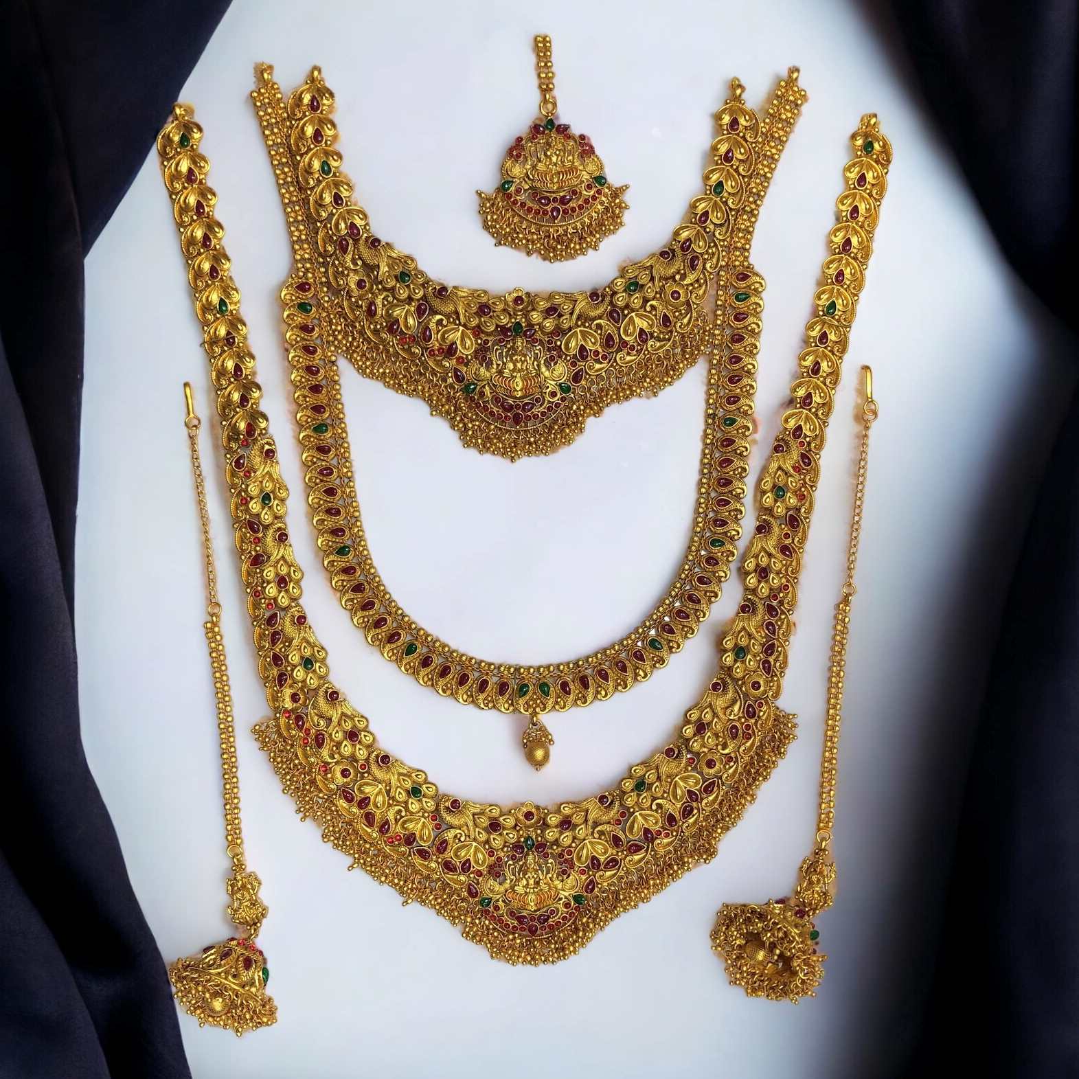 South Indian Women Temple Necklace Set /Gold Plated Bridal Jewellery /Traditional Fashion Jewelry/Designer Necklace / Wedding Wear Gift