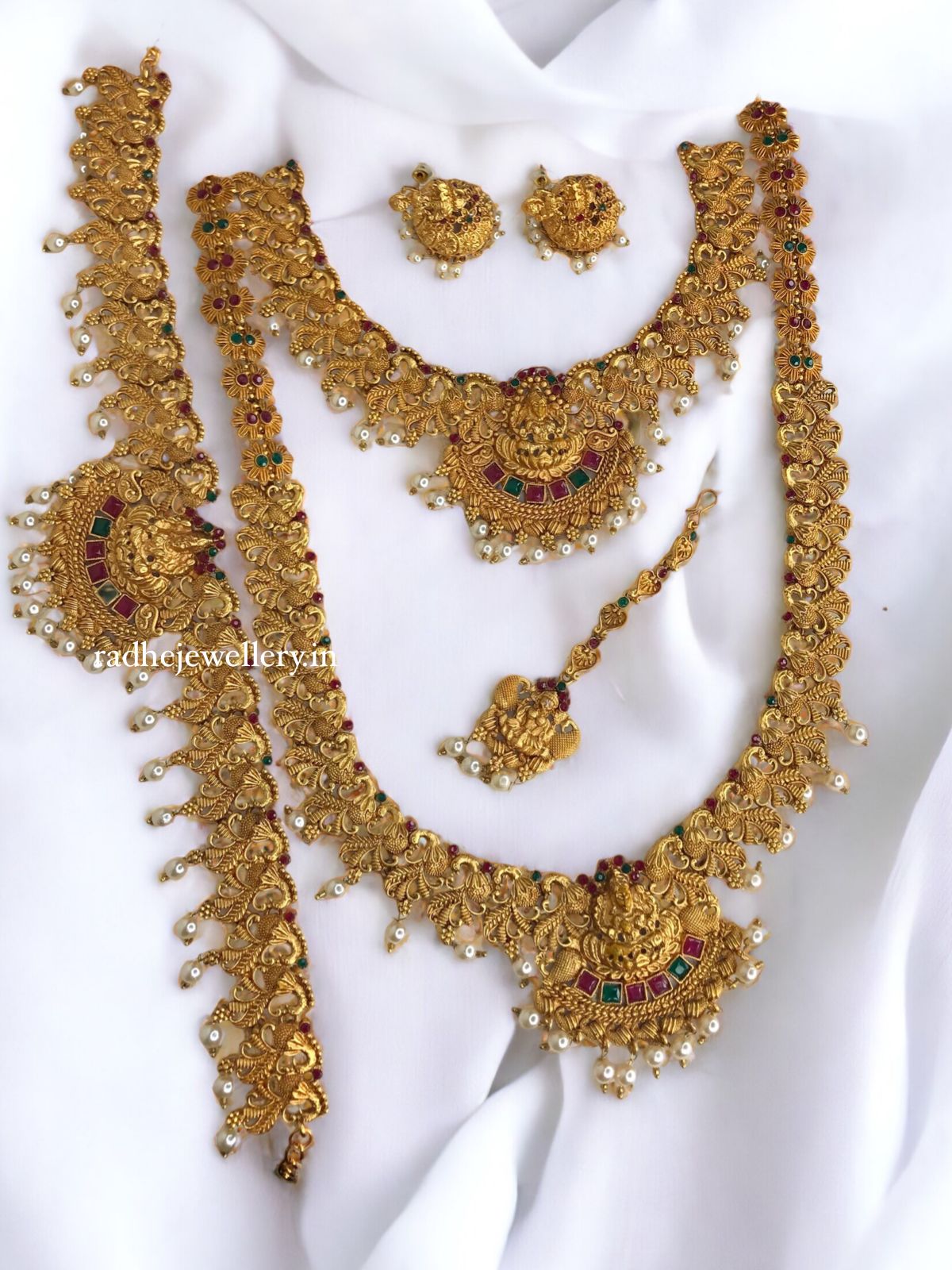 South Indian Bridal Women Necklace Set / temple jewellery set / Semi Bridal Jewellery / Bridal jewellery set