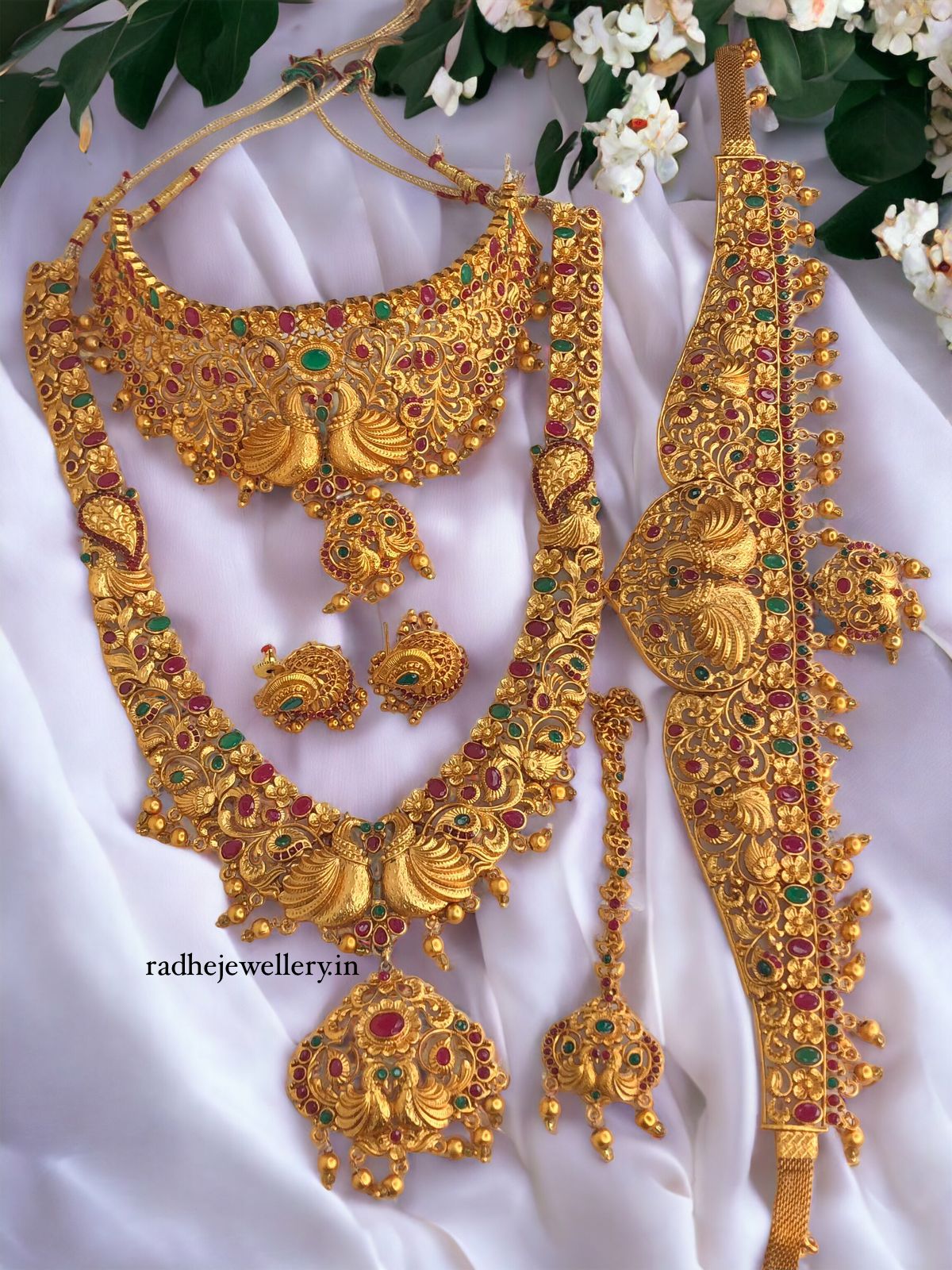 South Indian Bridal Women Necklace Set / temple jewellery set / Semi Bridal Jewellery