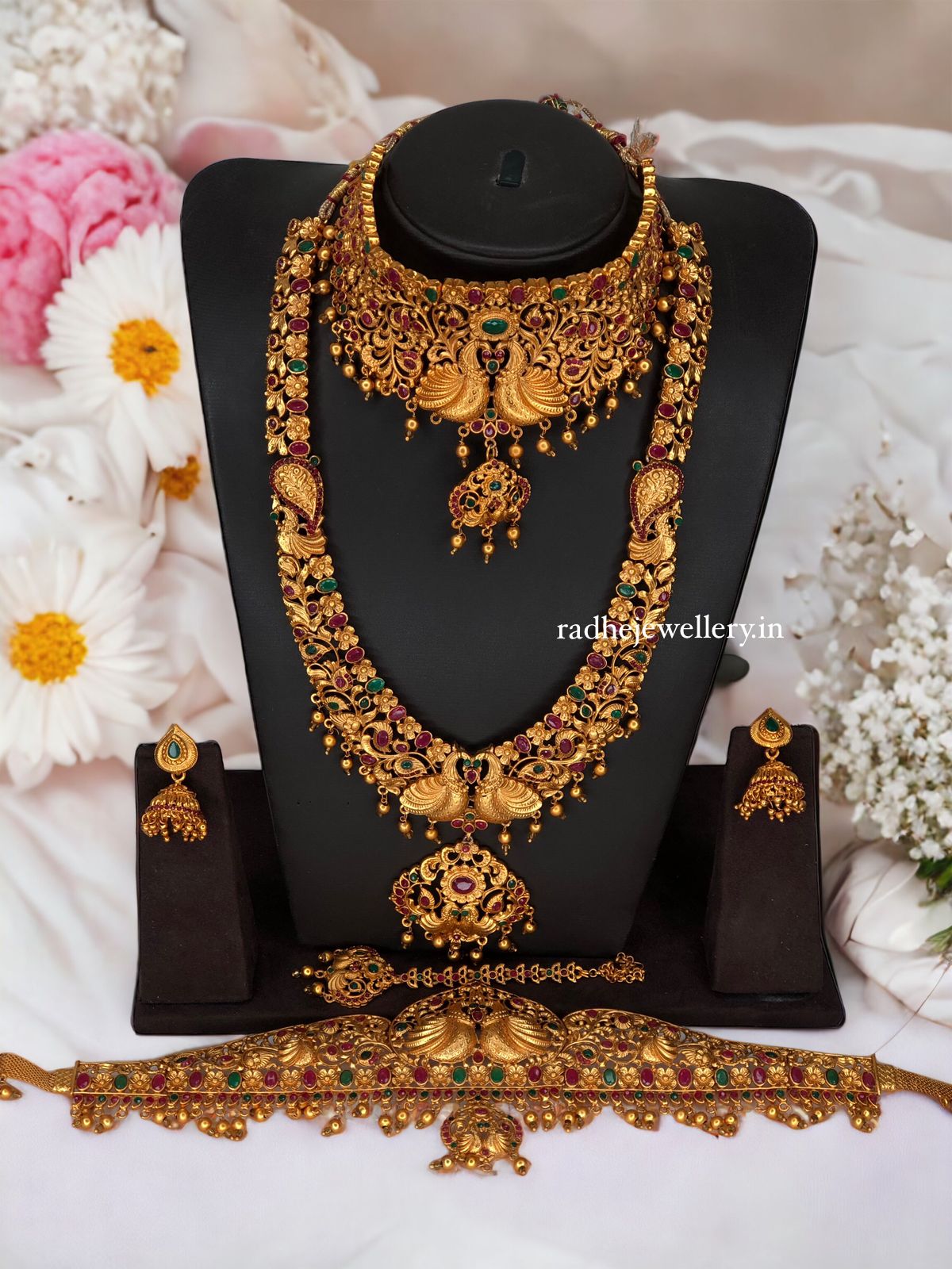 South Indian Bridal Women Necklace Set / temple jewellery set / Semi Bridal Jewellery