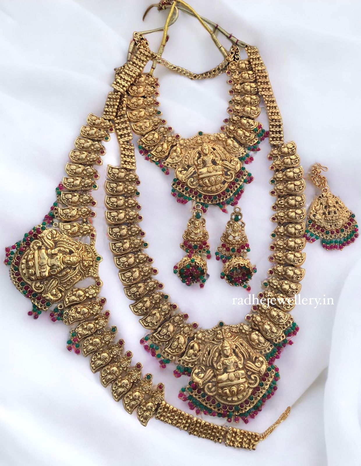 South Indian Bridal Women Necklace Set / temple jewellery set / Semi Bridal Jewellery