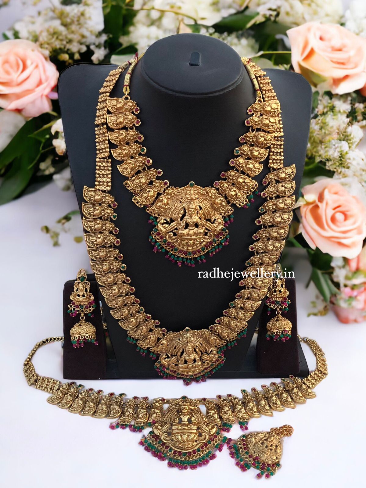 South Indian Bridal Women Necklace Set / temple jewellery set / Semi Bridal Jewellery