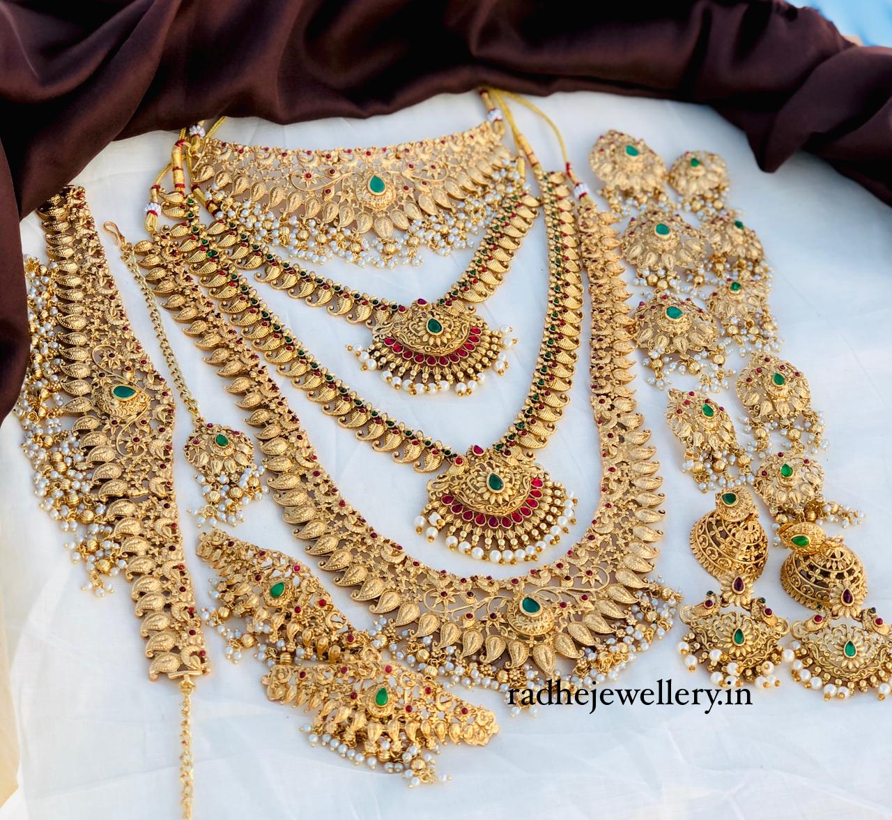 South Indian Bridal Wedding Set. High Quality Brass. A Premium Quality Jewellery Set For The Indian Bride Dulhan