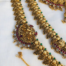 Premium Matt Finish Gold Plated South Indian Bridal Necklace Set With Maangtikka, Hair jewels, Waist Belt, Armlet