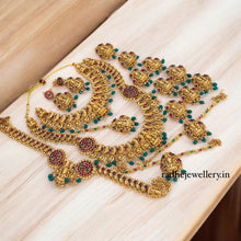 Beautiful Laxmi Design Matte Gold Polish Temple Design Temple Jewellery Wedding wear Dulhan Set