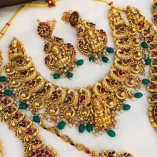 Beautiful Laxmi Design Matte Gold Polish Temple Design Temple Jewellery Wedding wear Dulhan Set