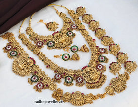 Beautiful Laxmi Design Matte Gold Polish Temple Design Temple Jewellery Wedding wear Dulhan Set