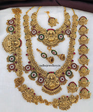 Beautiful Laxmi Design Matte Gold Polish Temple Design Temple Jewellery Wedding wear Dulhan Set