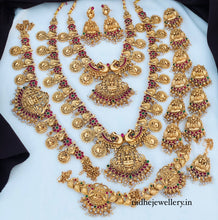 Beautiful Laxmi Design Matte Gold Polish Temple Design Temple Jewellery Wedding wear Dulhan Set