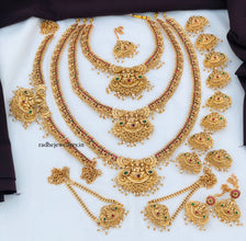 Beautiful Laxmi Design Matte Gold Polish Temple Design Temple Jewellery Wedding wear Dulhan Set