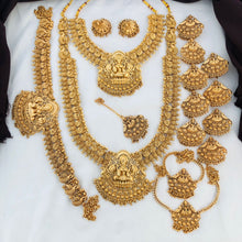 Beautiful Laxmi Design Matte Gold Polish Temple Design Temple Jewellery Wedding wear Dulhan Set