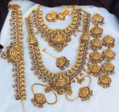 Beautiful Laxmi Design Matte Gold Polish Temple Design Temple Jewellery Wedding wear Dulhan Set