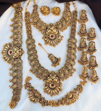 Beautiful Laxmi Design Matte Gold Polish Temple Design Temple Jewellery Wedding wear Dulhan Set
