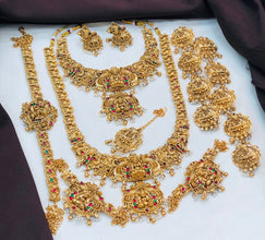 Beautiful Laxmi Design Matte Gold Polish Temple Design Temple Jewellery Wedding wear Dulhan Set (Copy)