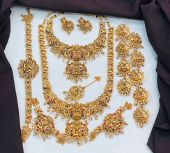 Beautiful Laxmi Design Matte Gold Polish Temple Design Temple Jewellery Wedding wear Dulhan Set (Copy)