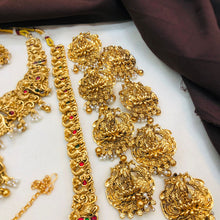 Beautiful Laxmi Design Matte Gold Polish Temple Design Temple Jewellery Wedding wear Dulhan Set (Copy)