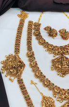 Beautiful Laxmi Design Matte Gold Polish Temple Design Temple Jewellery Wedding wear Dulhan Set