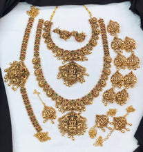 Beautiful Laxmi Design Matte Gold Polish Temple Design Temple Jewellery Wedding wear Dulhan Set