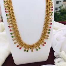 Antique Gold plated Long Haram Necklace Set / South Indian Wedding Jewelry