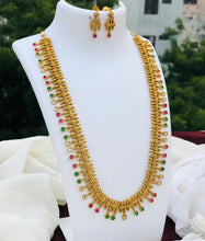 Antique Gold plated Long Haram Necklace Set / South Indian Wedding Jewelry