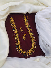 Antique Gold plated Long Haram Necklace Set / South Indian Wedding Jewelry
