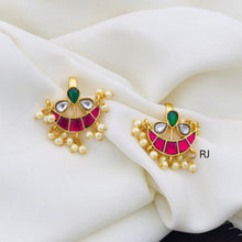 Jadau Stones Half Moon Bugadi Ear Cuffs/Pair of Jadau Earcuffs/non pierce/Quality Kundan/studs/white stones handmade/Minimalist Design