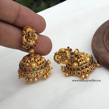 Cute Lakshmi Antique Jhumkis, With Golden Beads, 3 Colors
