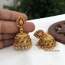 Classic Antique Jhumkis, With Golden Beads, 3 Colors